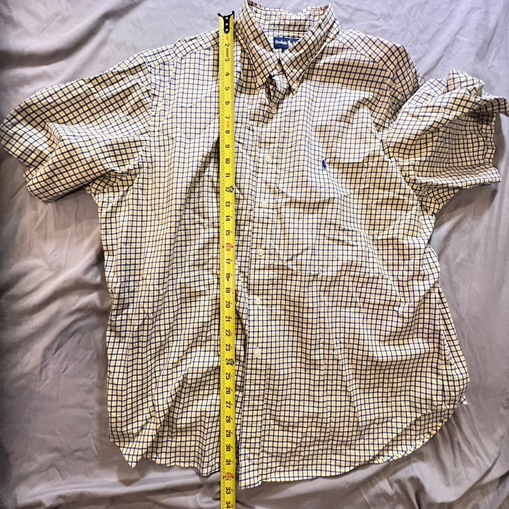 Polo Ralph Lauren Mens Short Sleeve Button Down Shirt Plaid Blue Yellow Size XXL - Picture 6 of 9